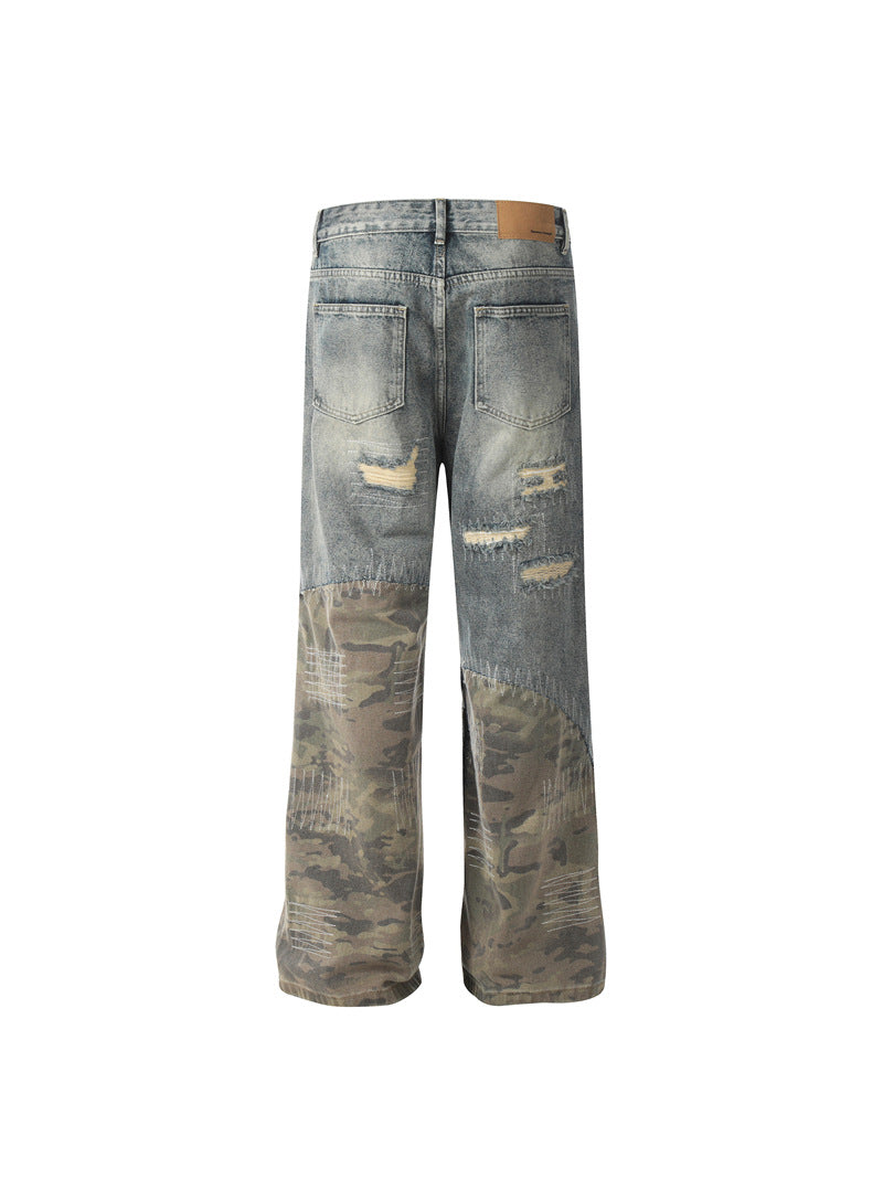 JEANS DC+ PATCHWORK CAMO GAMBA DRITTA SVASATA