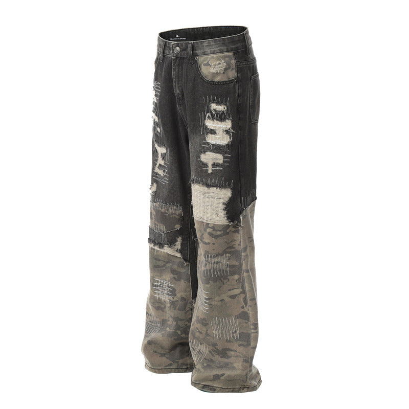 JEANS DC+ PATCHWORK CAMO GAMBA DRITTA SVASATA