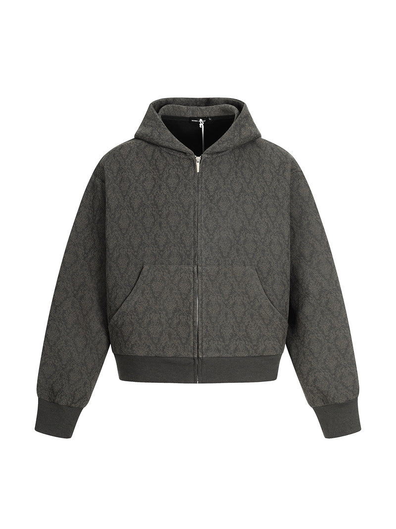 FELPA DC+ CON CAPPUCCIO JACQUARD AMERICANA CON ZIP