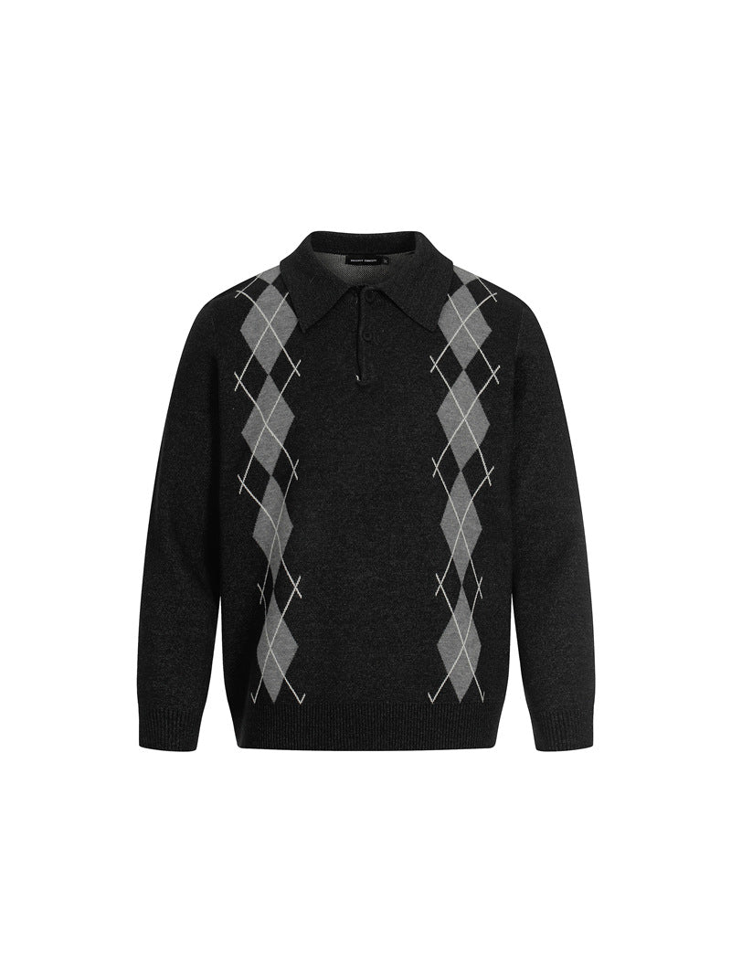 MAGLIONE POLO DC+ JACQUARD A ROMBI RETRÒ
