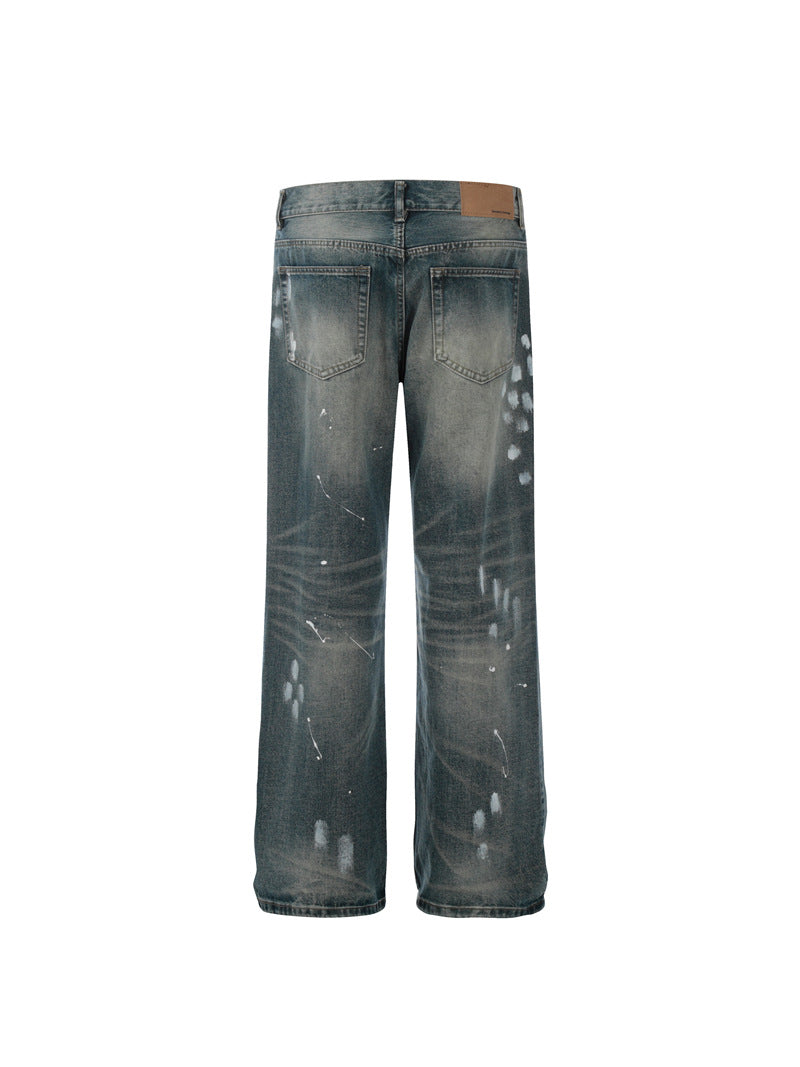 JEANS DC+ RETRÒ CON SCHIZZI DI VERNICE GAMBA DRITTA