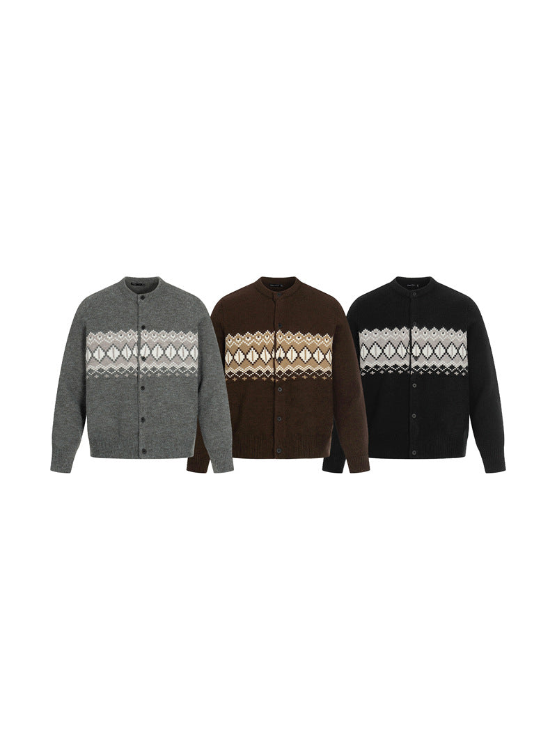 MAGLIONE DC+ CARDIGAN JACQUARD FAIR ISLE