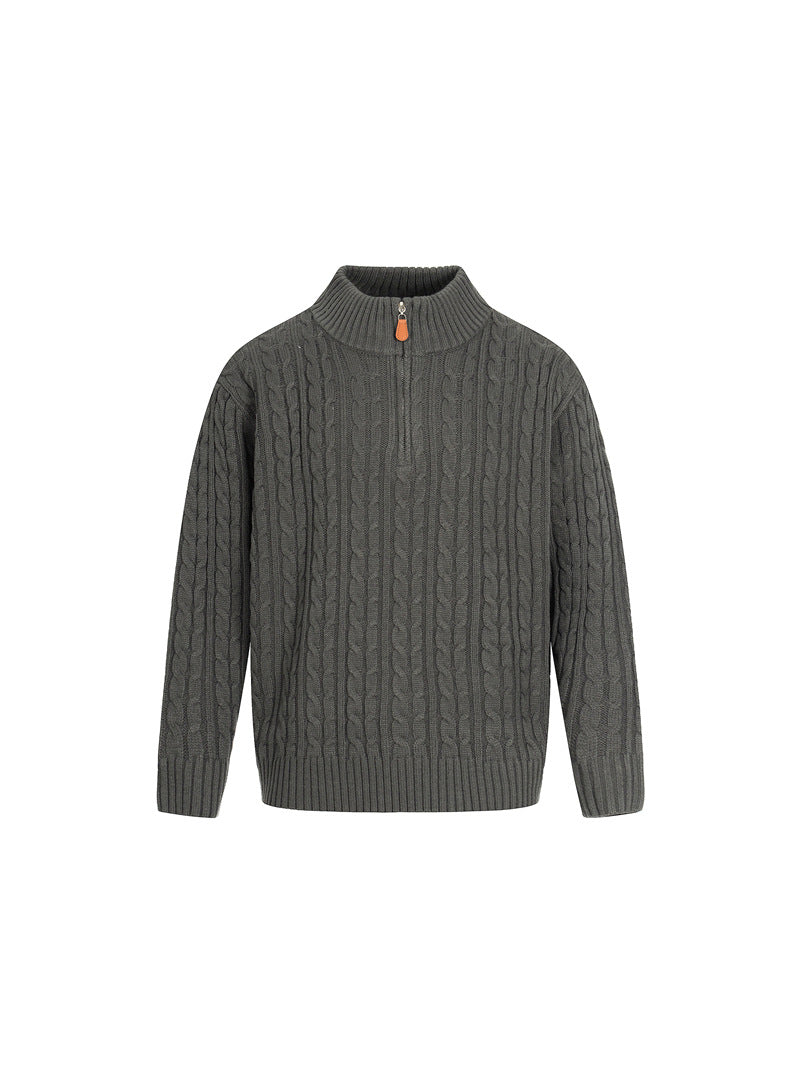 MAGLIONE DC+ A TRECCE CON MEZZA ZIP E COLLO ALTO
