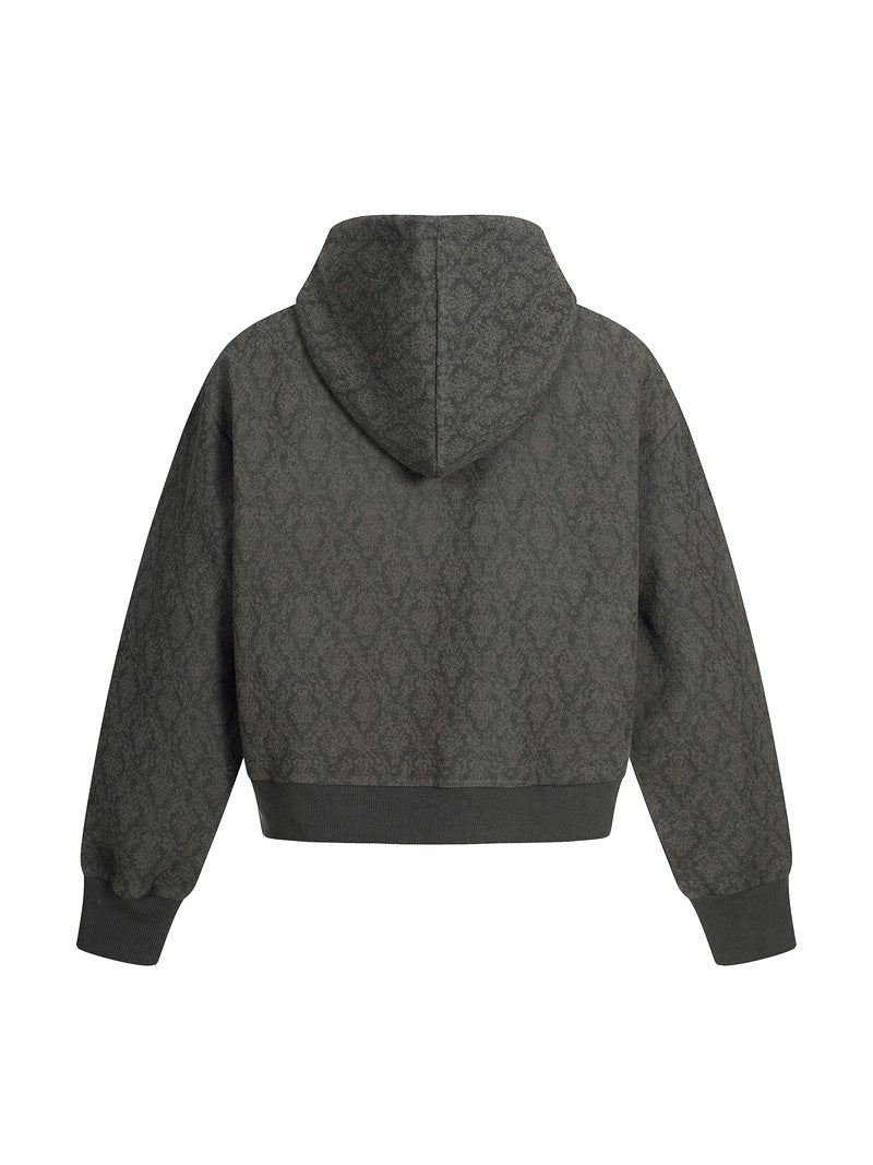 FELPA DC+ CON CAPPUCCIO JACQUARD AMERICANA CON ZIP