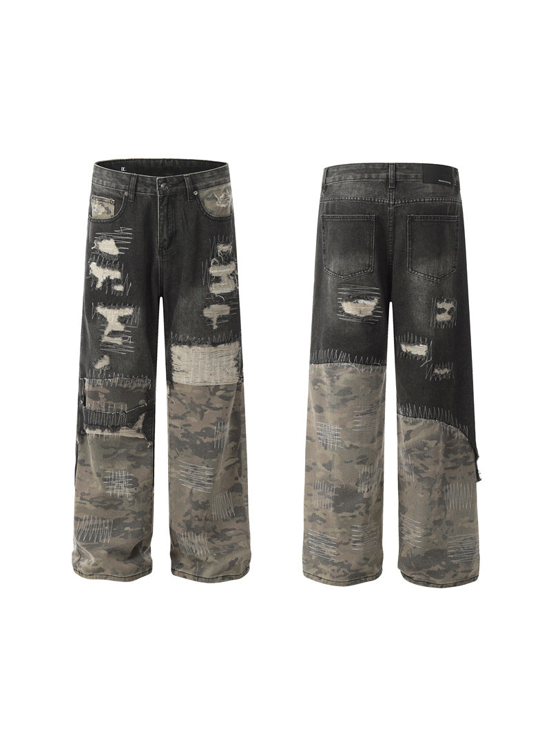 JEANS DC+ PATCHWORK CAMO GAMBA DRITTA SVASATA