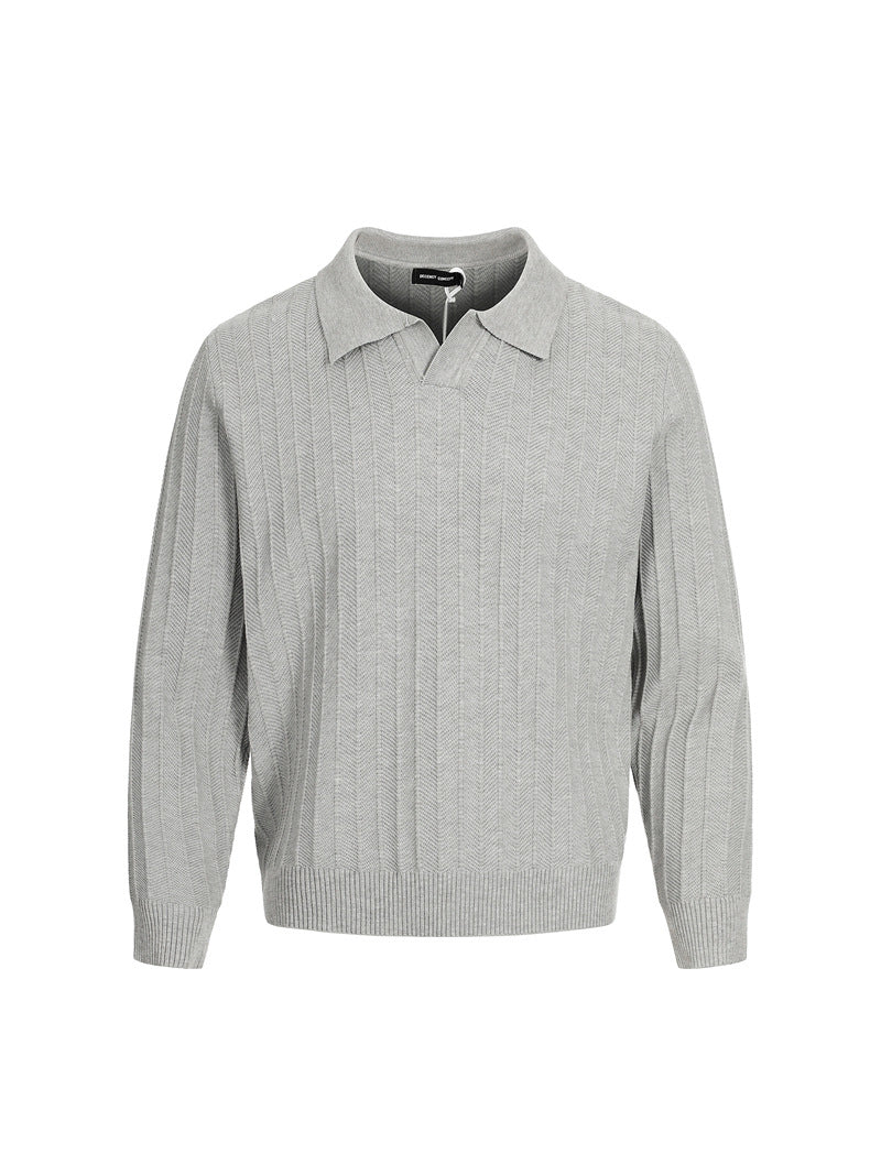 MAGLIA DC+ A MANICA LUNGA  CON COLLETTO TESTURIZZATO