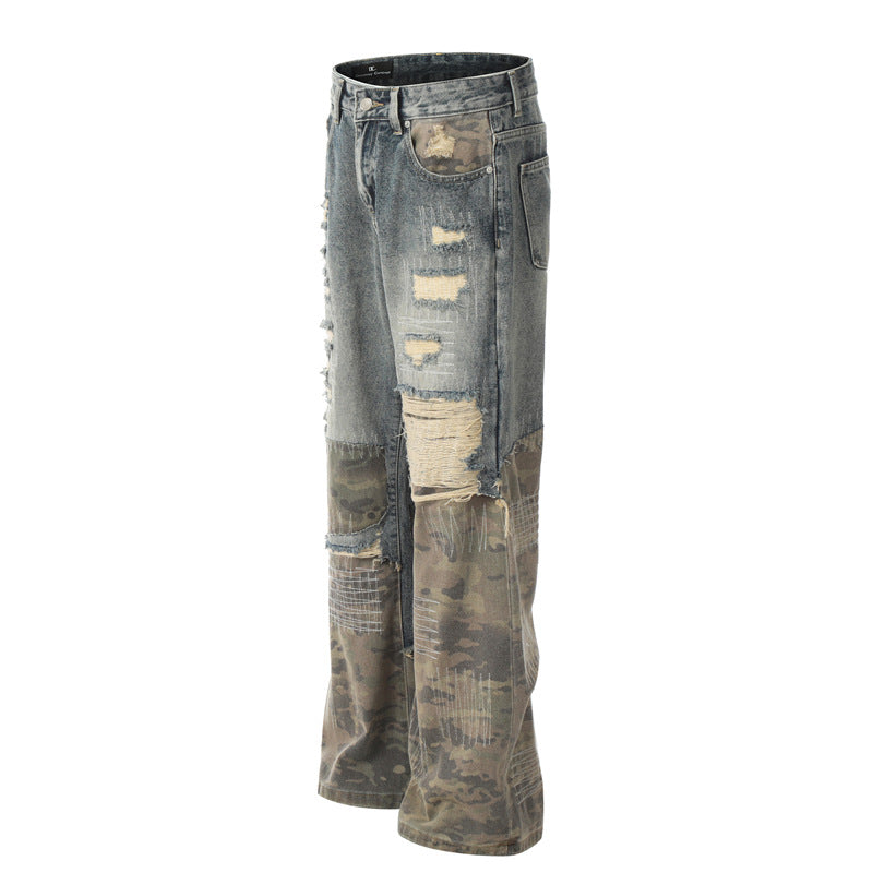 JEANS DC+ PATCHWORK CAMO GAMBA DRITTA SVASATA