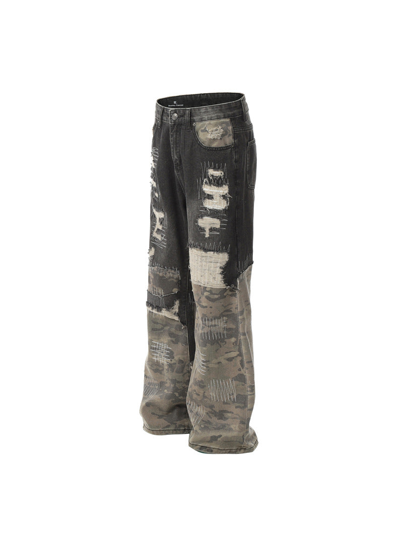 JEANS DC+ PATCHWORK CAMO GAMBA DRITTA SVASATA