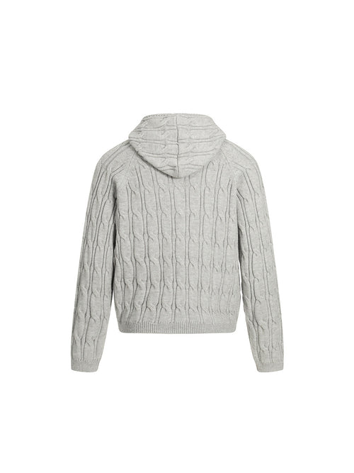 CARDIGAN DC+ IN MAGLIA CON CAPPUCCIO A TRECCE