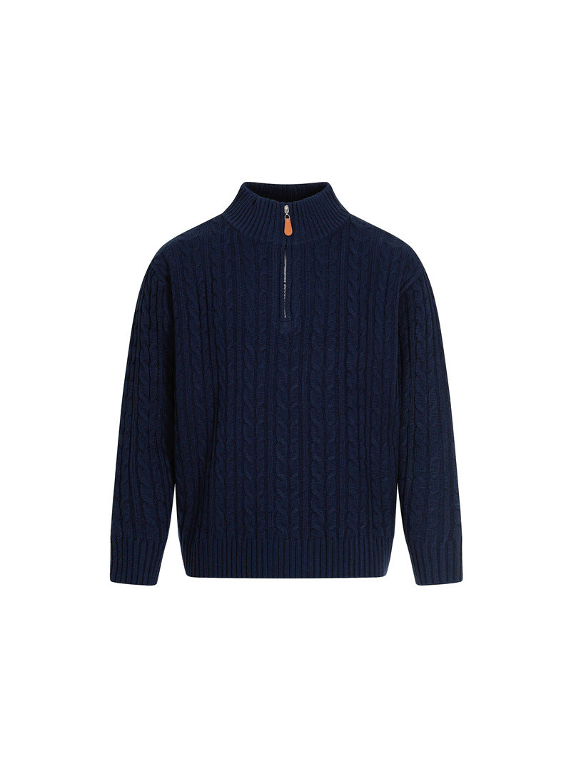 MAGLIONE DC+ A TRECCE CON MEZZA ZIP E COLLO ALTO