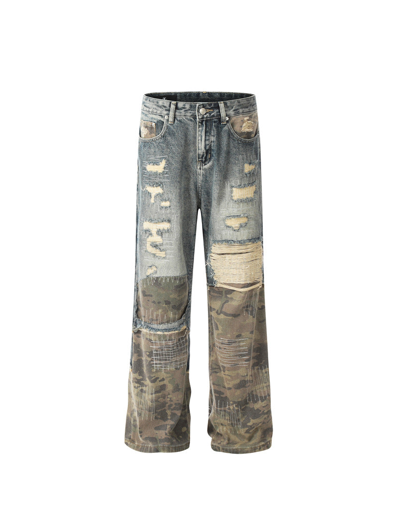 JEANS DC+ PATCHWORK CAMO GAMBA DRITTA SVASATA