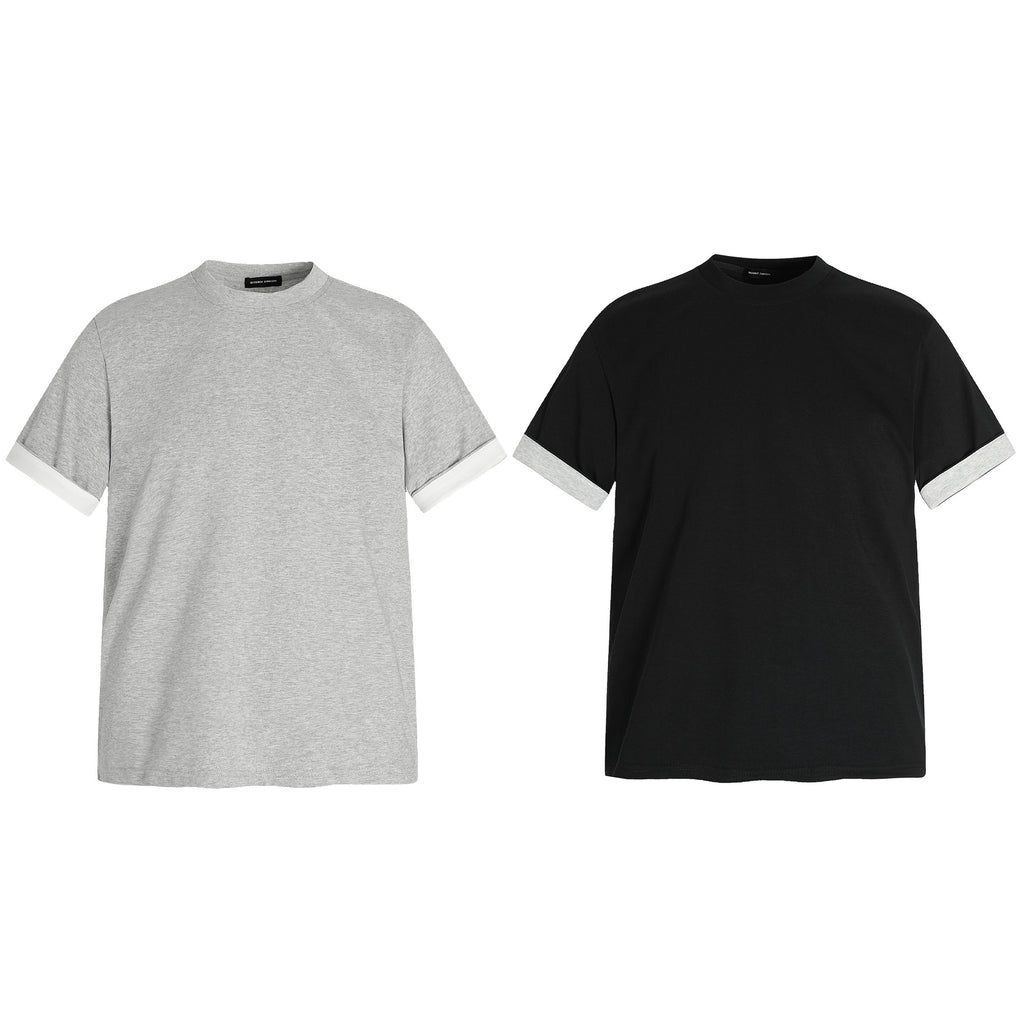 T-SHIRT UNISEX DA UOMO, DESIGN PATCHWORK DECOSTRUITO, VESTIBILITÀ ADERENTE, MANICHE CORTE.