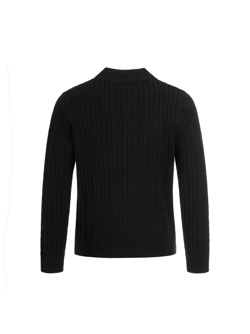 MAGLIONE DC+ A TRECCE CON COLLO ALTO E MEZZA ZIP