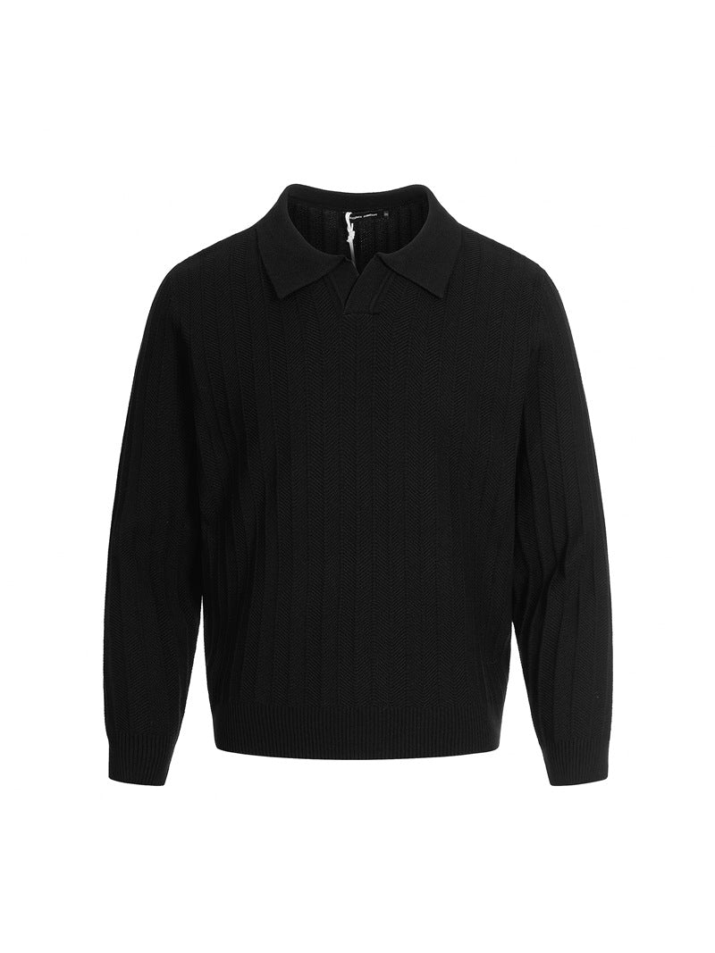 MAGLIA DC+ A MANICA LUNGA  CON COLLETTO TESTURIZZATO