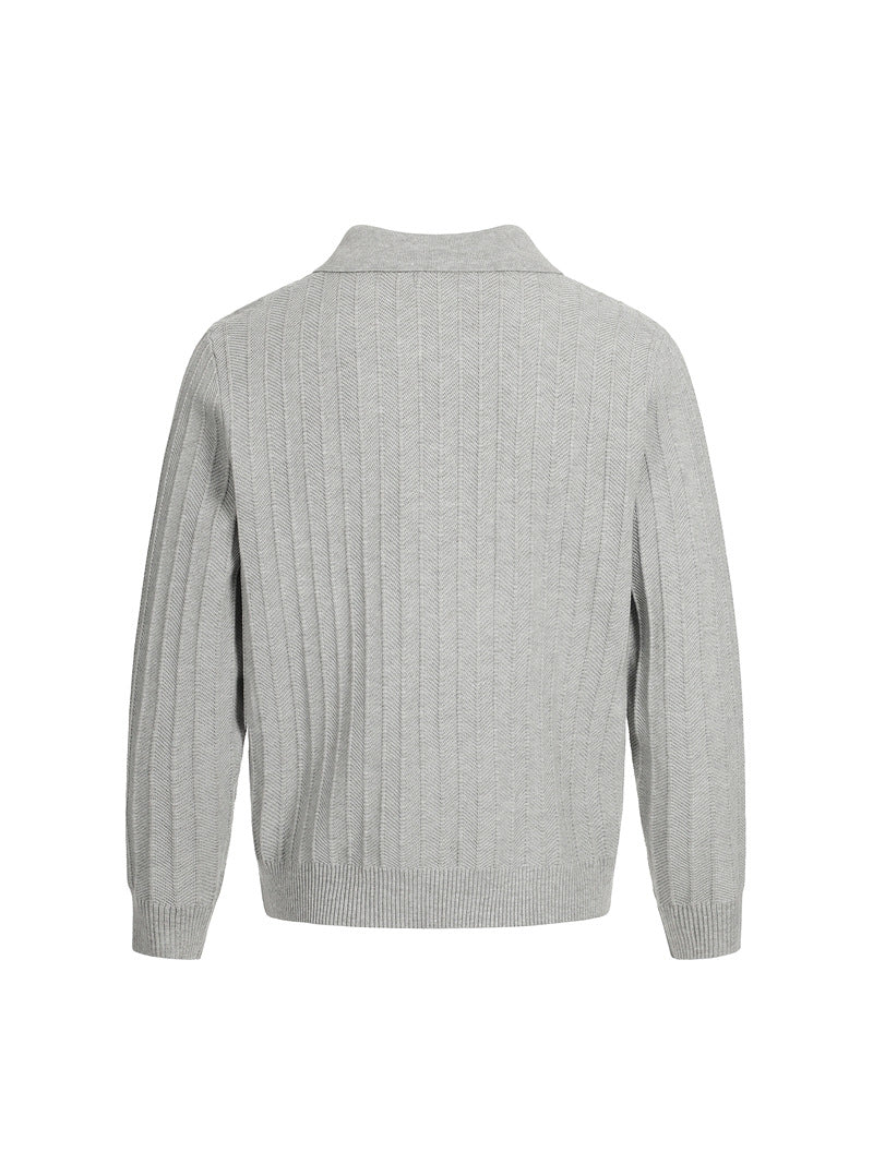 MAGLIA DC+ A MANICA LUNGA  CON COLLETTO TESTURIZZATO