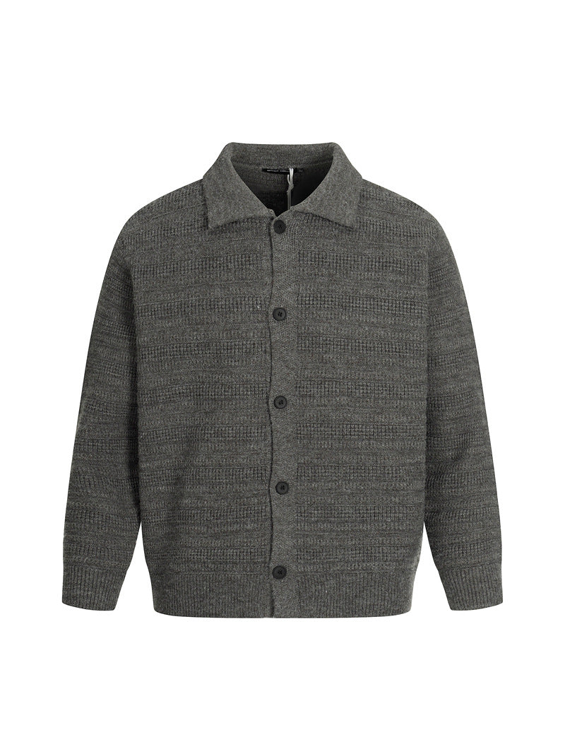 CARDIGAN DC+ MAGLIA TEXTURIZZATA CON COLLETTO