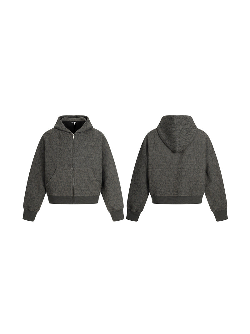 FELPA DC+ CON CAPPUCCIO JACQUARD AMERICANA CON ZIP