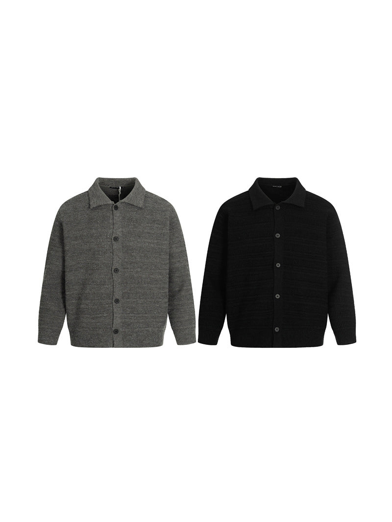 CARDIGAN DC+ MAGLIA TEXTURIZZATA CON COLLETTO