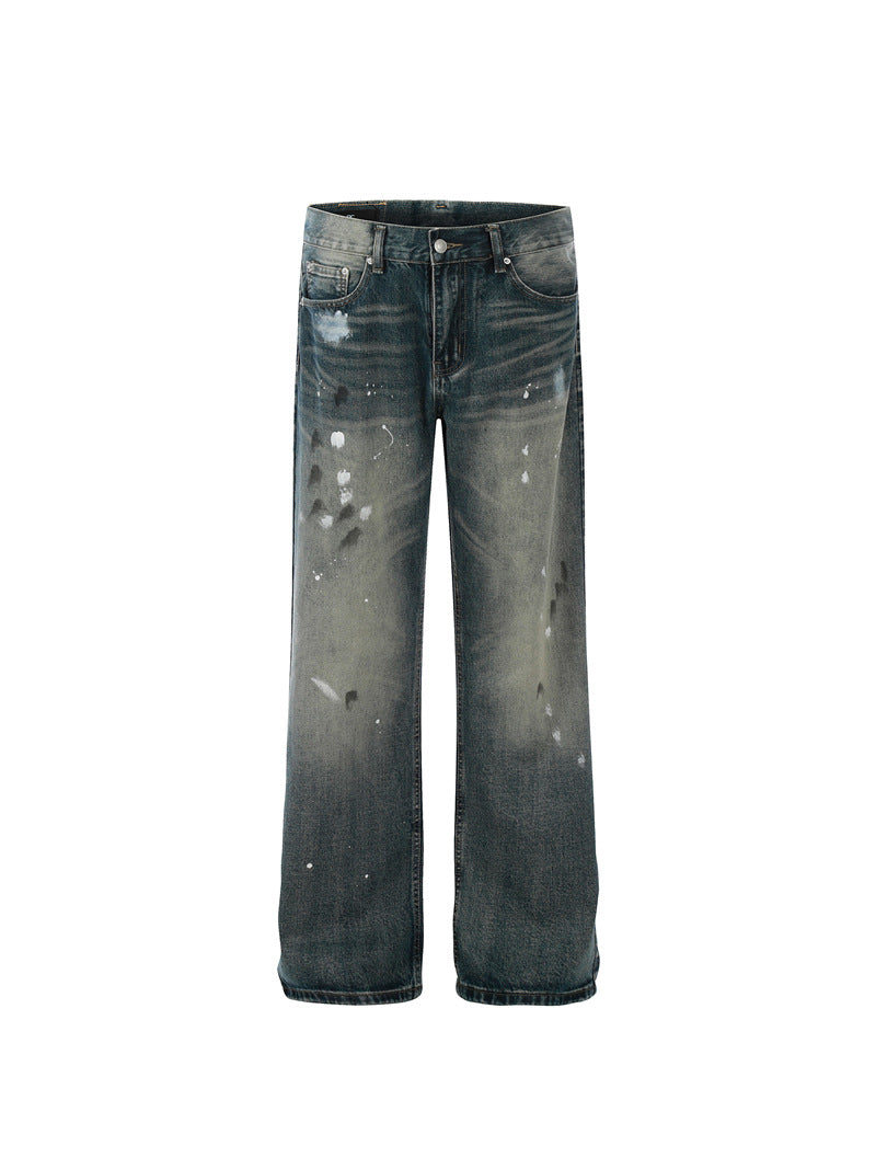 JEANS DC+ RETRÒ CON SCHIZZI DI VERNICE GAMBA DRITTA