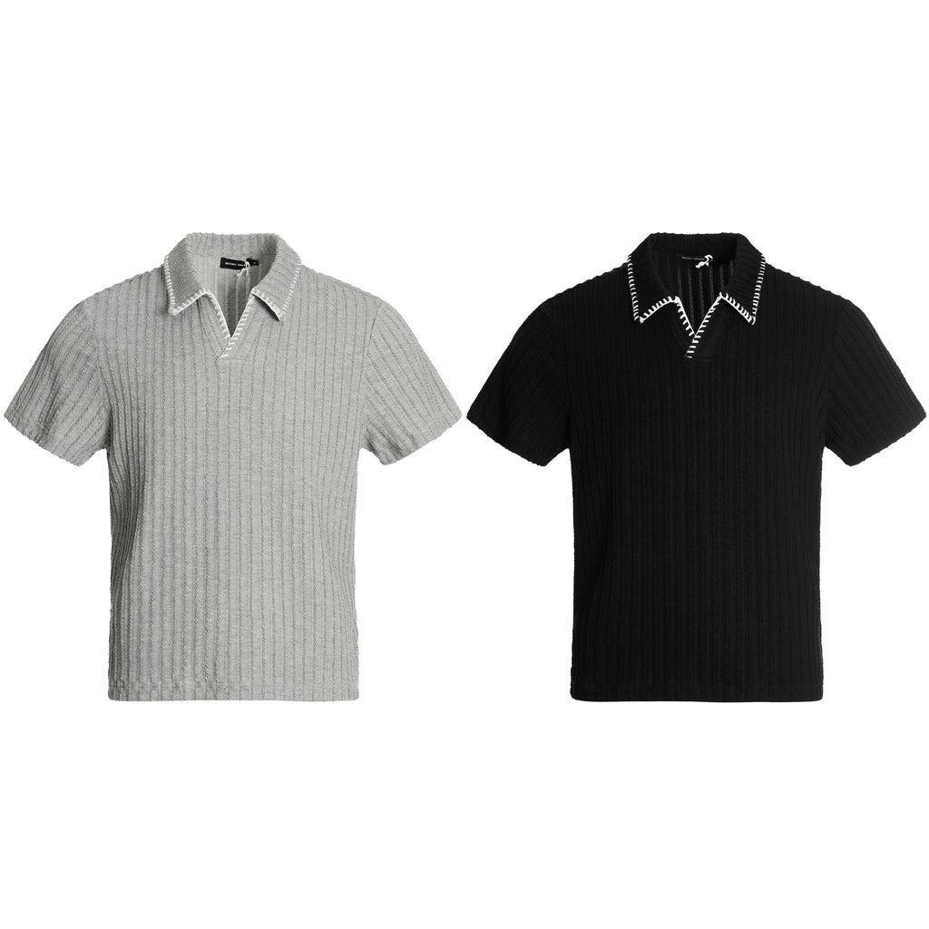 POLO DC+ IN MAGLIA A COSTINE CON COLLO A CONTRASTO