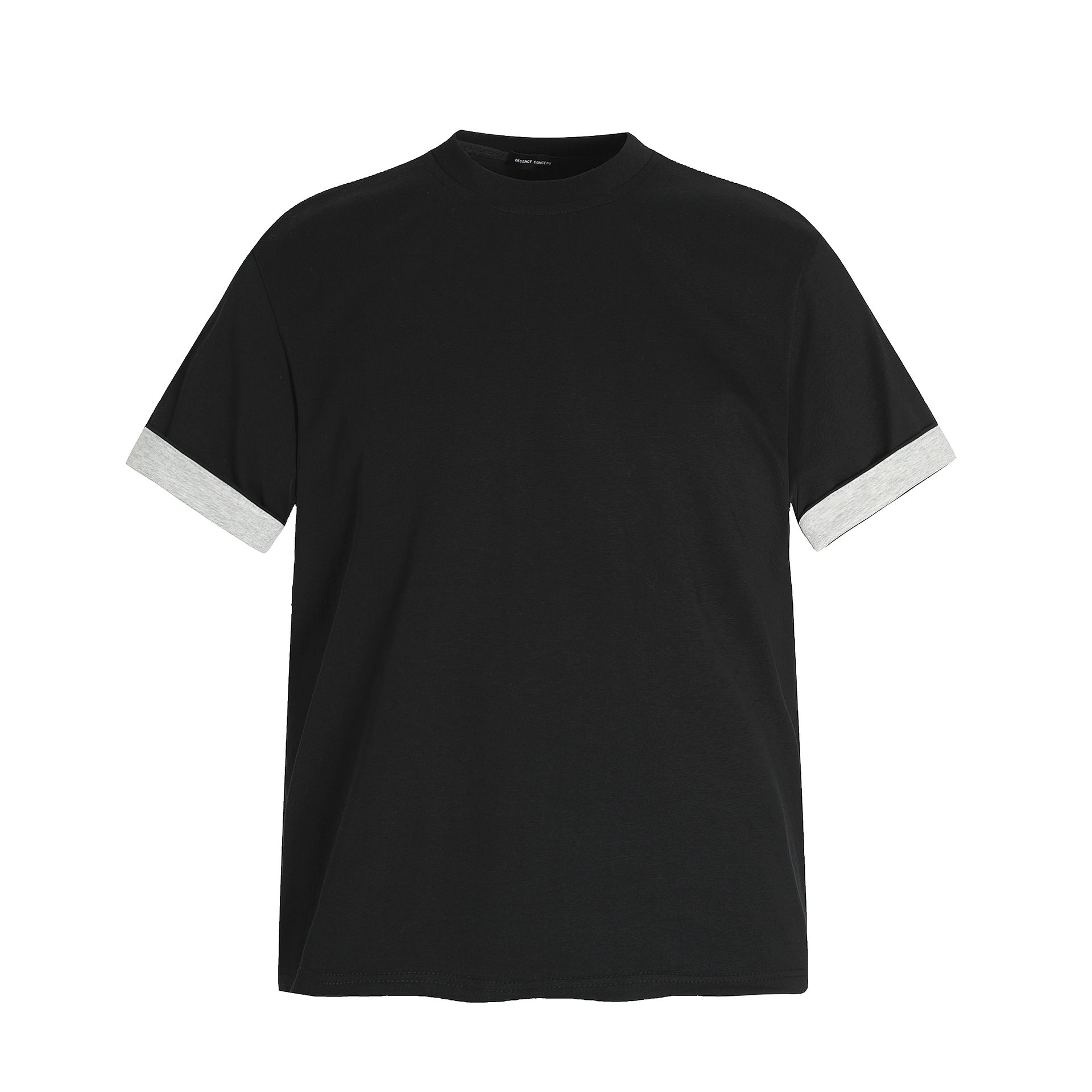 T-SHIRT UNISEX DA UOMO, DESIGN PATCHWORK DECOSTRUITO, VESTIBILITÀ ADERENTE, MANICHE CORTE.