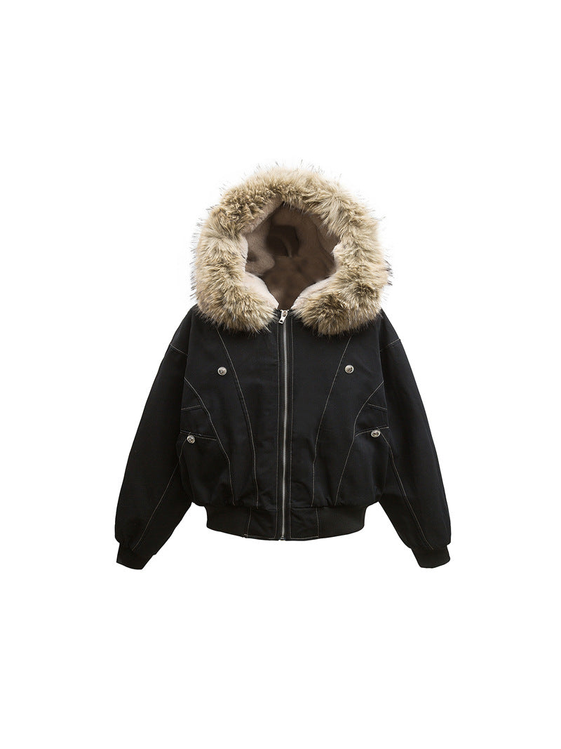 GIACCA DC+ IMBOTTITA CORTA CON COLLO IN PELLICCIA