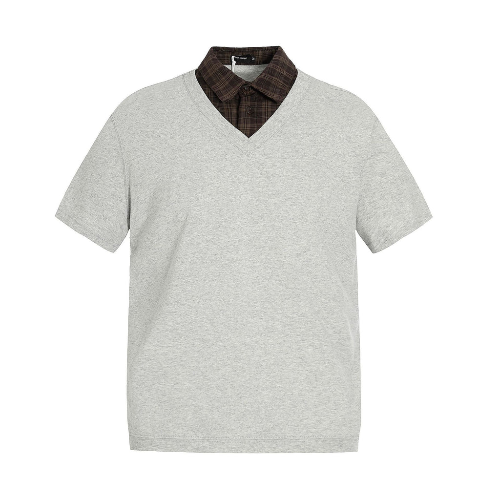 T-SHIRT DC+ COLLO A V CON INSERTO CAMICIA