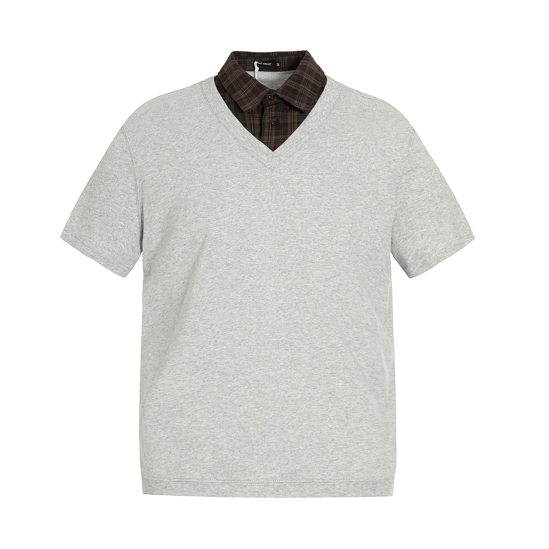 T-SHIRT DC+ COLLO A V CON INSERTO CAMICIA