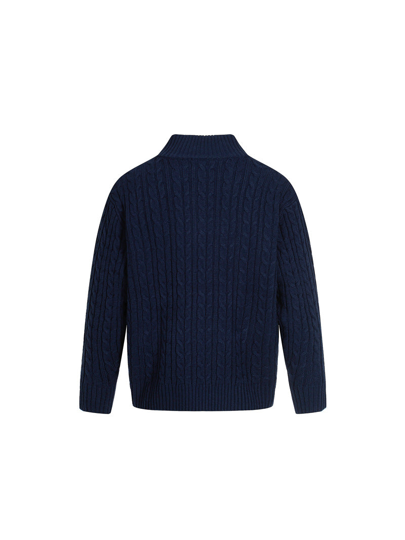 MAGLIONE DC+ A TRECCE CON MEZZA ZIP E COLLO ALTO