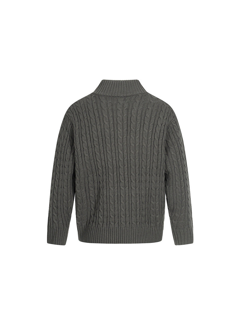 MAGLIONE DC+ A TRECCE CON MEZZA ZIP E COLLO ALTO