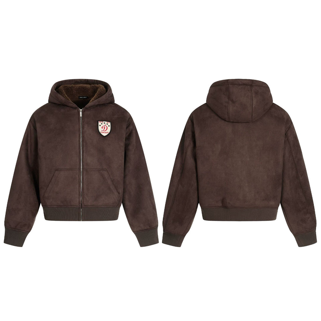 FELPA PESANTE CON CAPPUCCIO SCAMOSCIATA DC+