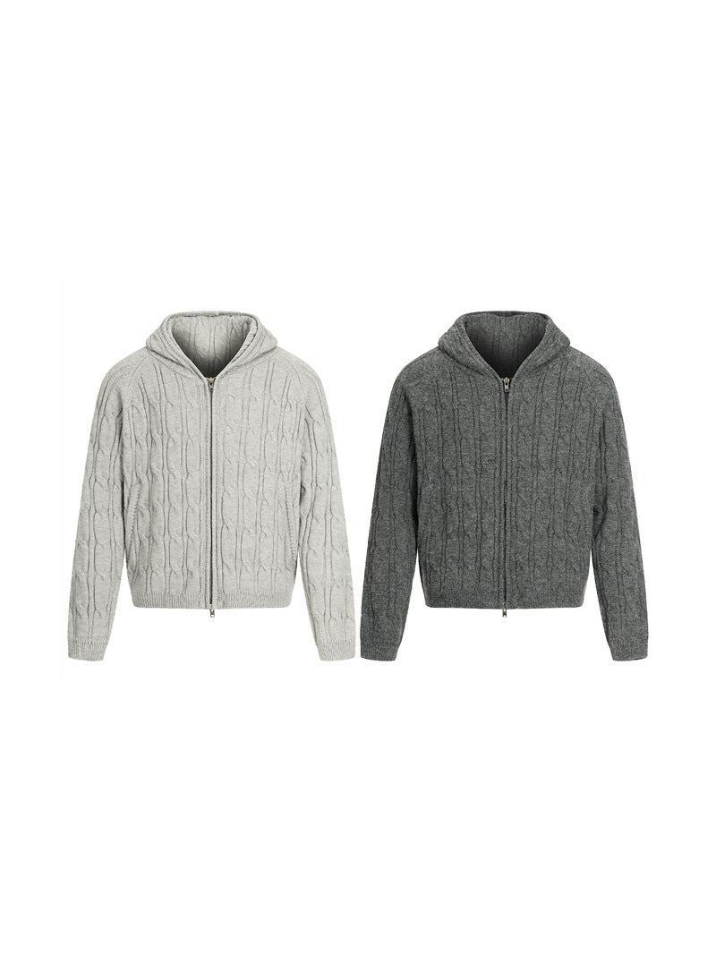 CARDIGAN DC+ IN MAGLIA CON CAPPUCCIO A TRECCE