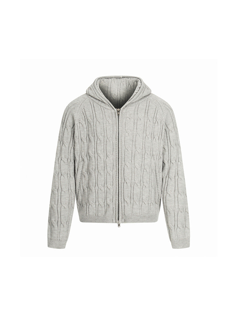 CARDIGAN DC+ IN MAGLIA CON CAPPUCCIO A TRECCE
