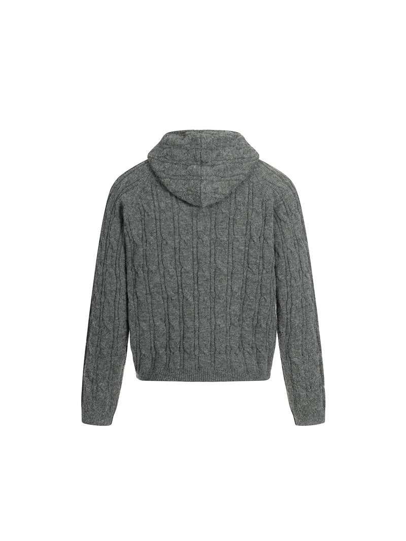 CARDIGAN DC+ IN MAGLIA CON CAPPUCCIO A TRECCE