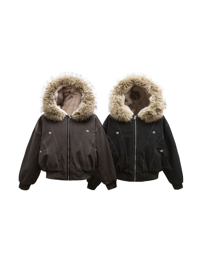 GIACCA DC+ IMBOTTITA CORTA CON COLLO IN PELLICCIA